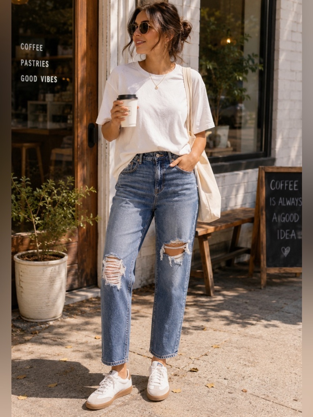 American Eagle High Rise Distressed 90s Straight Leg Jeans Women’s Size 8